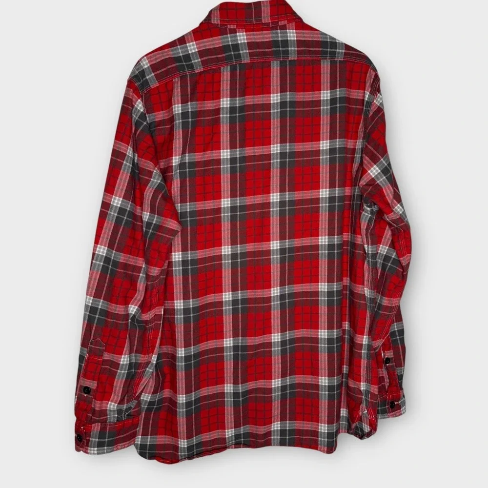 Polo Ralph Lauren Classic Fit Red Plaid Cotton Utility Shirt Pockets Cabin Sz XL
